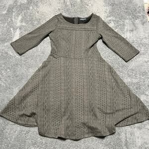 ModCloth Dress Womens Medium Gray Braid My Entire Day 3/4 Sleeve Textured